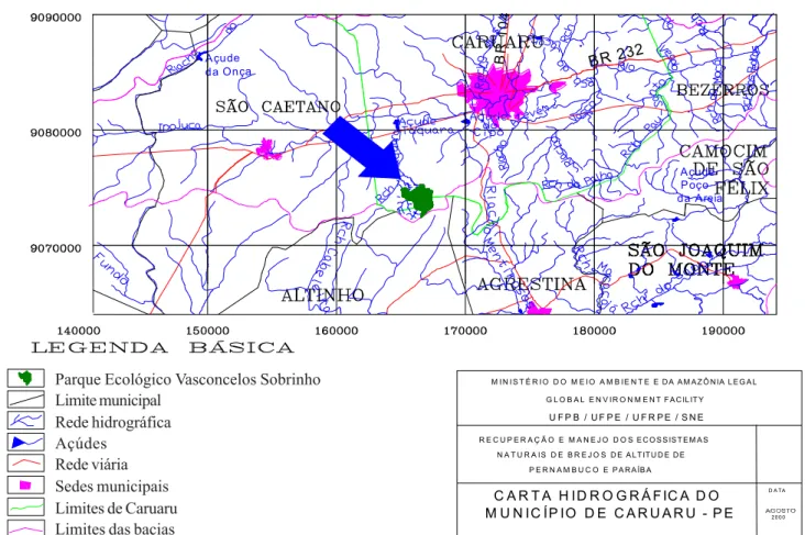 Figura 1. Localização do Parque Ecológico Vasconcelos Sobrinho, Caruaru, PEParque Ecológico Vasconcelos Sobrinho