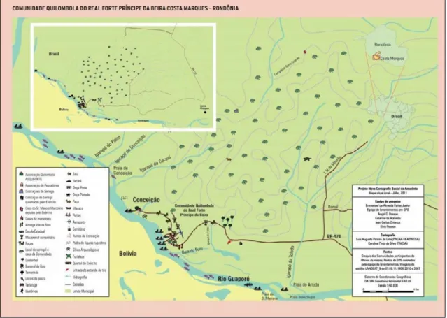 Figura 3 – Croqui do território tradicionalmente ocupado pela Comunidade  Quilombola do Forte Príncipe da Beira