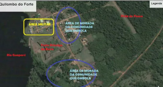 Figura 1 – Parte do território tradicional do Quilombo do Forte Príncipe  da Beira. Fonte: Ferreira (2018:24).
