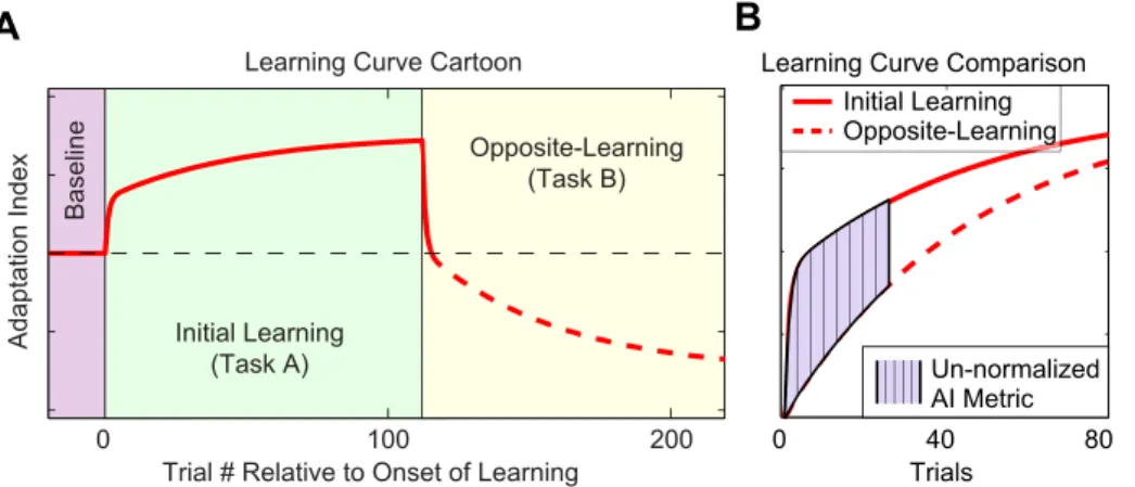 Figure 4B shows a more direct comparison of Task A and Task B learning curves for the 13-trial and 230-trial groups