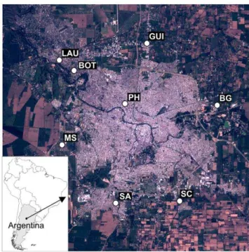 Figure 1. Sampling sites where mosquito collections were carried out during 2001–2004