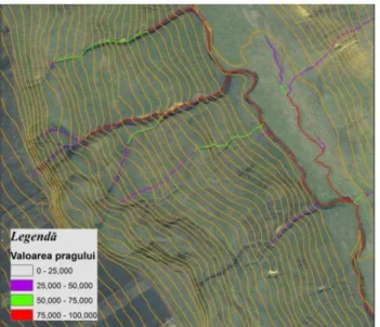 Figure 3. Obvious differences between the real path of the  watercourse and the 30m SRTM delineated course  3.2 Remarks on the workflow