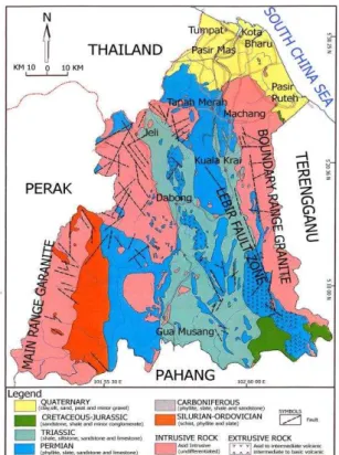 Figure 1. Geologic map of the Kelantan state. 