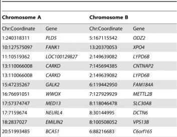 Table 2. Simple interchromosomal rearrangements.
