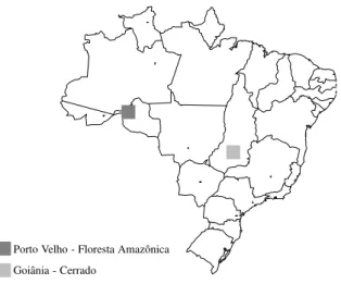 Figura 1. Localização das áreas estudadas Região 1 – Floresta amazônica