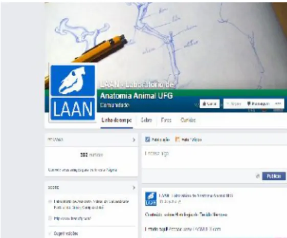 FIGURA  2. Aparência  visual  da  página  do  Facebook  para  o  Laboratório  de Anatomia Animal