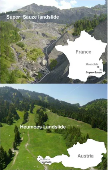 Figure 1. Top: view onto the Super-Sauze landslide, bottom:  
