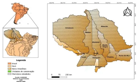 FIGURA   1  -   Mapa   de   localização   dos   municípios   da mesorregião do Baixo Amazonas, Pará