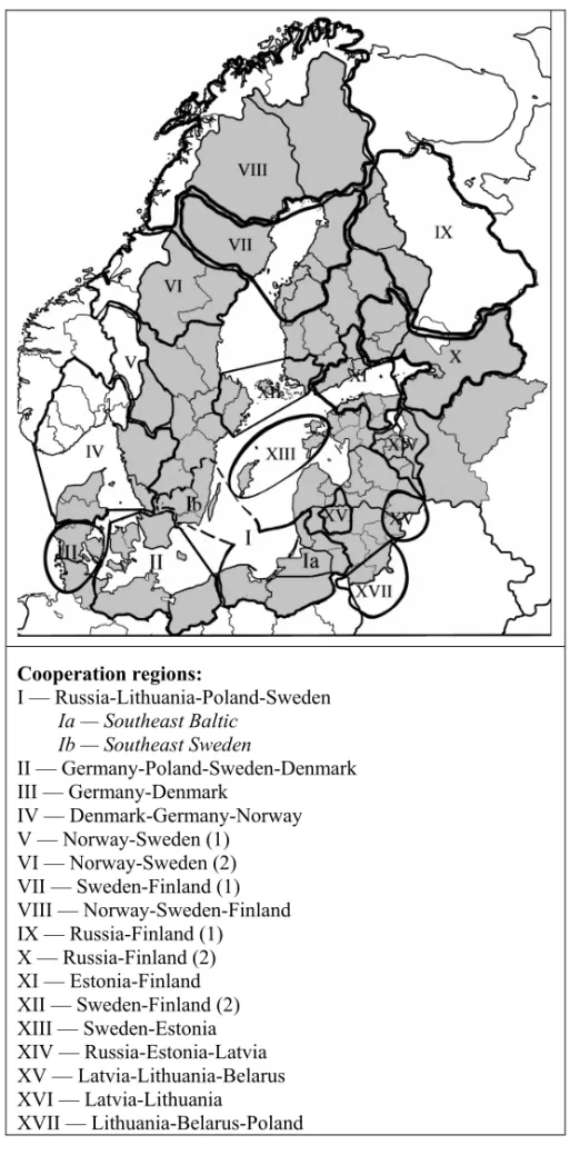 Fig. 3. Transborder mesoregions on the Baltic Sea  Source: [3]. 