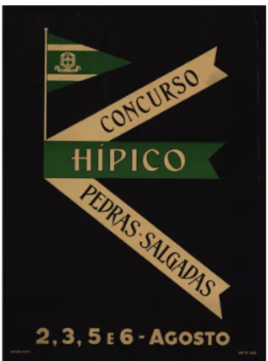 Figure 9  Anonymous. 1950. Concurso hípico Pedras Salgadas. (44,9 cm X 66,8  cm). Poster printed at Bolhão, in lithography using two colours