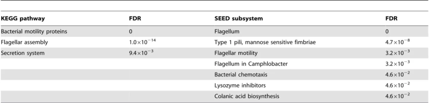 Table 1. Comparison between pathway enrichment analyses by KEGG- and SEED-based predictions.