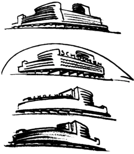 Figura 4  Desenhos de esboço da Schocken Department Store. Fonte: adaptado pela autora a partir de  reproduções do original.