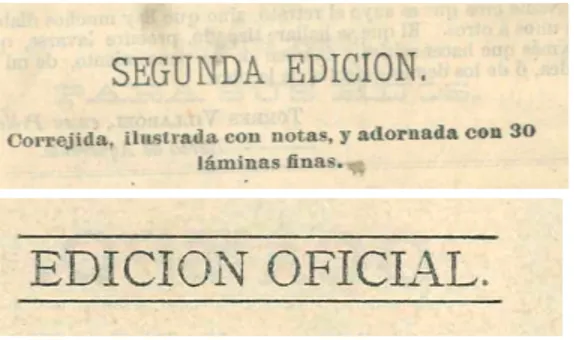 Figura 6  Menciones de edición con información adicional. (Fuentes: Fernández  De Lizardi, Jose Joaquín
