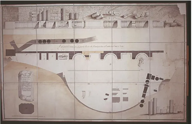 Fig. 2 Desenho  aguarelado  da autoria  do arquiteto  italiano  Francisco  Xavier  Fabri,  datado  de  1798 (o  original  encontra-se  em  reserva  no Museu  de Lisboa  – Palácio  Pimenta  (nº inv