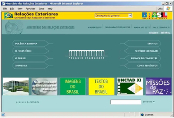 Figure 1: Illustration of the homepage of the Ministry for Foreign Relations (MRE) website 