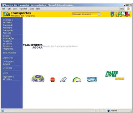 Figure 4: Illustration of the homepage of the Ministry for Transport (MT) website 