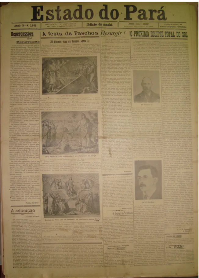Figura 2: Primeira p´agina do jornal “Estado do Par´a”, publicada no dia 20 de abril de 1919 (domingo de P´ascoa), contendo a traduc¸˜ao para o protuguˆes do artigo escrito por Crommelin e Davidson [25]