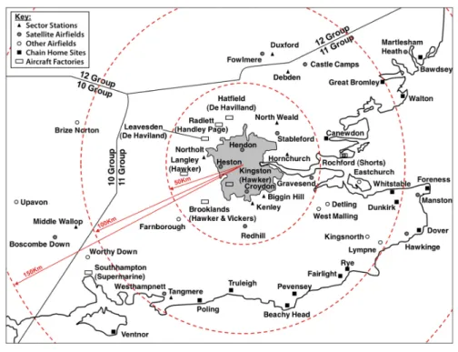 Figure 1: Air power-related targets during the BoB, as depicted by Shields (2015, p. 189) Hitler’s hesitations on using other options, such as an amphibious landing, placed  numerous principal responsibilities on the Luftwaffe (Nazi Air Force) regarding th