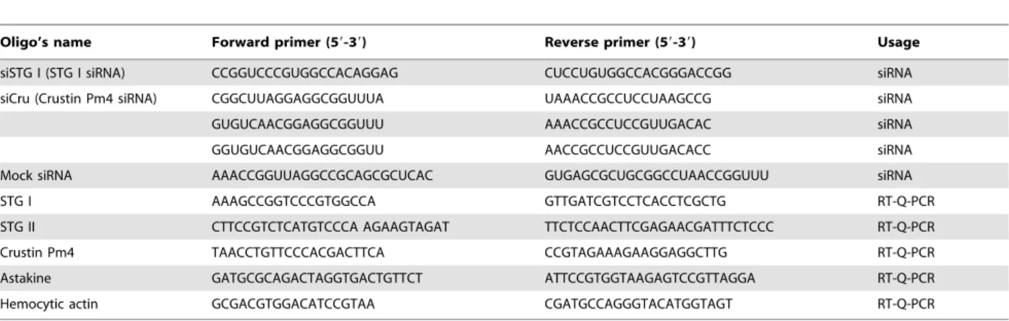 Table 1. Sequences of oligonucleotides used in this study.