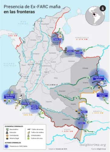 Figura 6. Presencia de disidencias de las FARC en las fronteras.