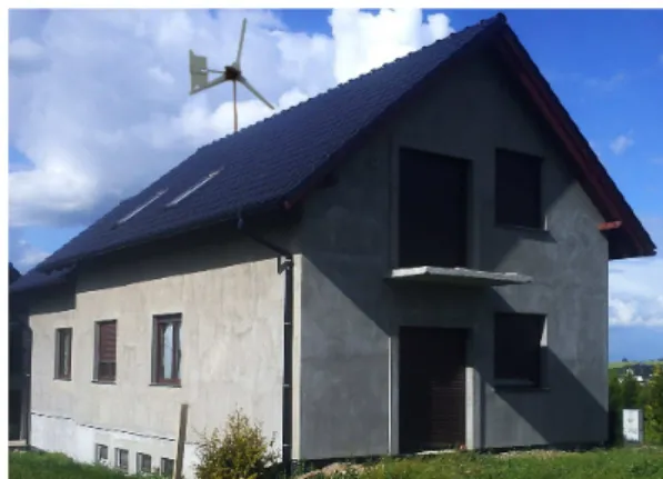 Fig. 1. Wind turbine mounted on the roof of a house.