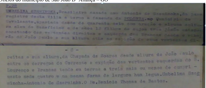 Figura 2: Documento cartorial datado de 1848 6 , “achado” no Cartório de Registro de Notas e  Ofícios do município de São João D’ Aliança – GO