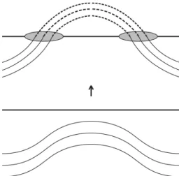 Fig. 2: Schematic representation of the appearance of a pair of sunspots on an active solar surface