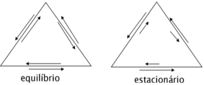 Figura 8 - Representa¸c˜ ao da situa¸c˜ ao de equil´ıbrio e da situa¸c˜ ao estacion´ aria para o processo c´ıclico.