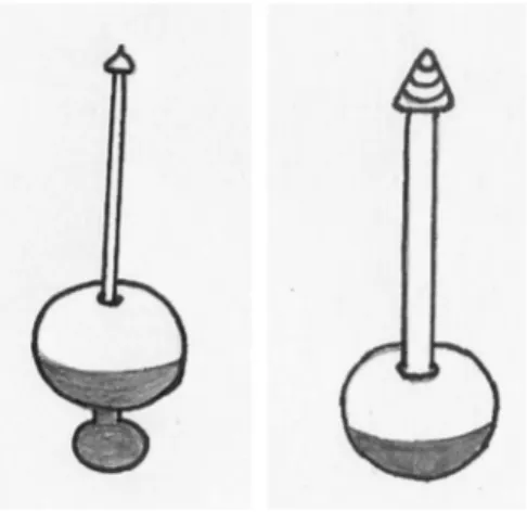 Figura 3 - Desenhos do aerˆ ometro proposto por Boyle (1676, es- es-querda) e do aerˆ ometro de Roberval (1663, direita), com base na Ref