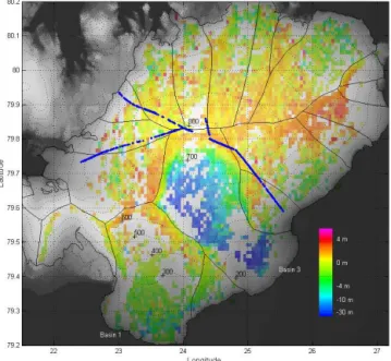Figure 12. Three year height change estimates illustrated for differ- differ-ent footprints across Austfonna