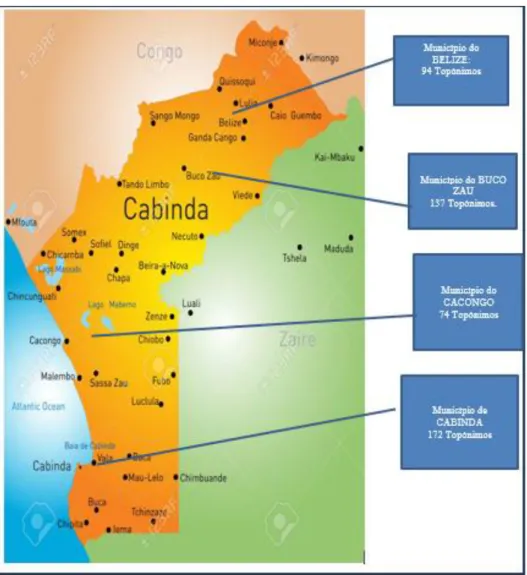 Figura 5: 477 Topónimos residenciais da Província de Cabinda distribuídos por municípios 
