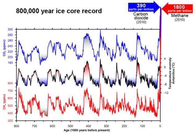 Figura 1 - Registo do núcleo de gelo com 800.000 anos 9