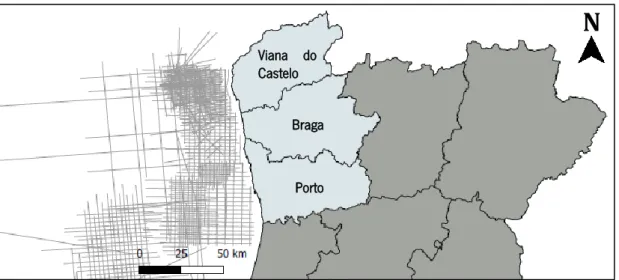 Figura 10 – Mapa com a localização dos dados sísmicos no NW da Margem Ocidental Ibérica