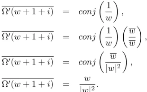 Figura 4 - (colorida na vers˜ ao eletrˆ onica) Gr´ afico de Ω (z) = k ln(z − a), com k = 1 e a = 1 + i.