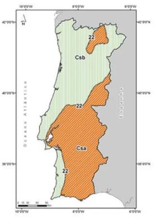 Figura 7 - Clima de Portugal Continental, segundo a classificação de Koppen (IPMA, 2018) 