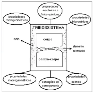 Figura 8 - Componentes de um tribossistema ( Silva 2003) 