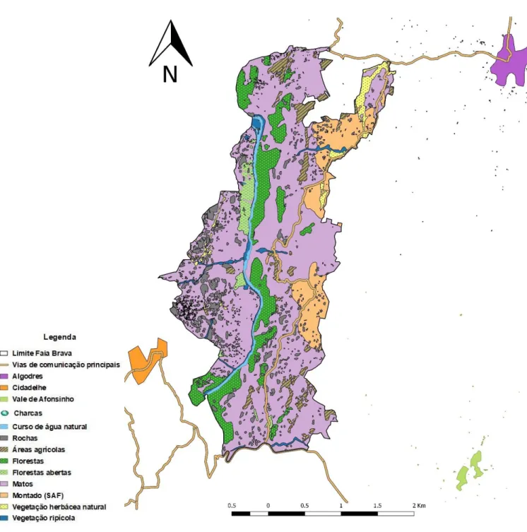 Figura 9 - Mapa de biótopos e ocupação do solo na Reserva da Faia Brava, obtido através de fotos aéreas, interpretação  e levantamento no terreno
