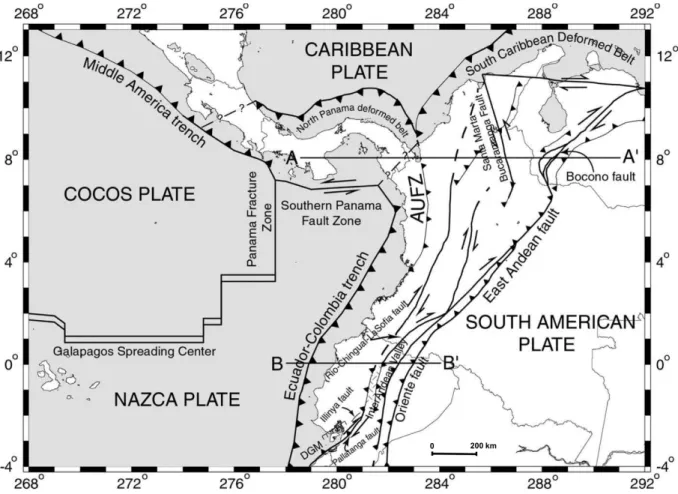 Figura 6. Marco tectónico del margen NW de Suramérica. Tomado de Trenkamp et al. (2002)