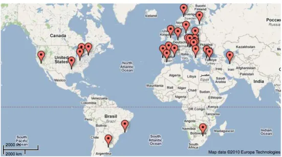 Figure 2: Map of local GeoGebra Institutes 
