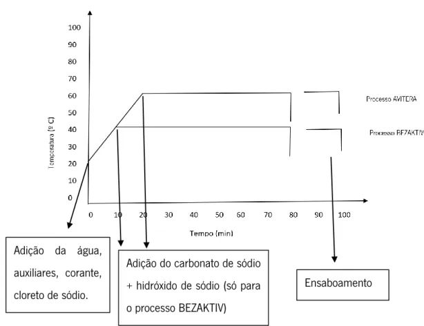 Figura 7: Processo de tingimento das amostras utilizado em laboratório 