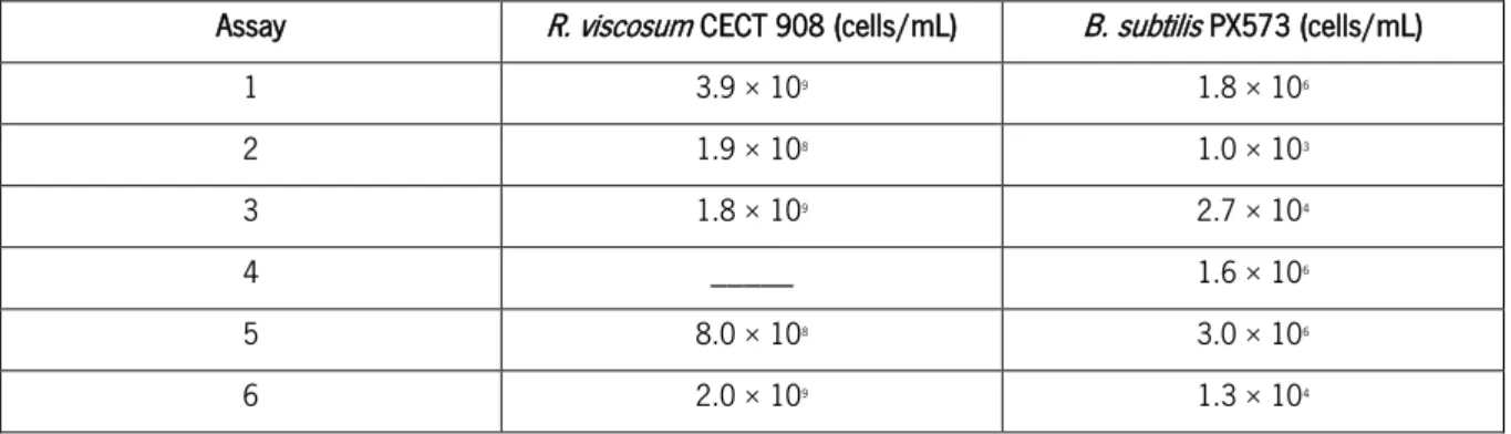 Table 11. Number of viable cells/mL obtained after protoplasts formation. 