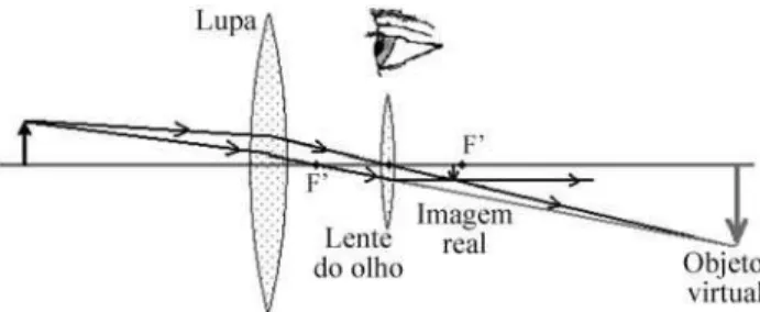 Figura 5 - A lente do olho conjuga uma imagem real do objeto virtual.