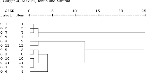 Figure 1. Dandogram resulted from cluster analysis based on drought tolerance indicators (GMP, MP, Harm,  STI, YI and DI)