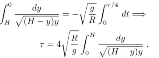 Figura 3 - Proje¸ c˜ ao vertical do movimento da part´ıcula sobre a superf´ıcie cicloidal lisa.