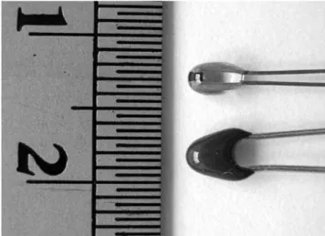 Figura 1 - Aspecto f´ısico de termistores com encapsulamento em vidro (acima) e ep´ oxi (abaixo)