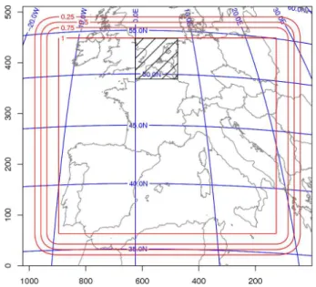 Fig. 3. Region of the SEVIRI field of view used for this paper, consisting of 1024 × 512 pixels