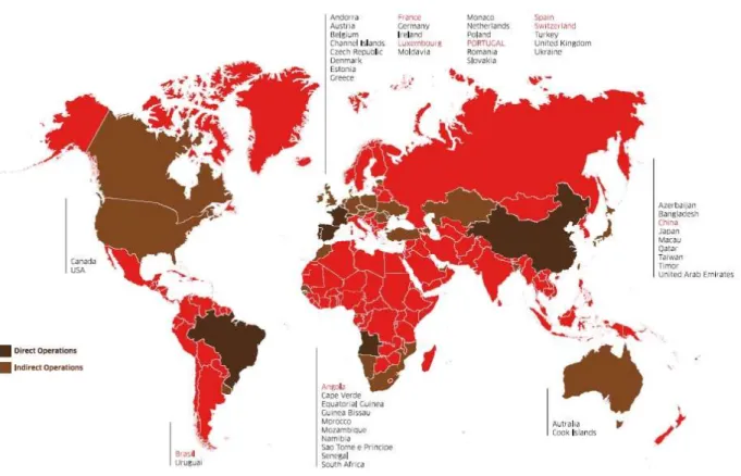 Figura 10: Ligações diretas e indiretas da Delta no mundo  Fonte: Relatório de sustentabilidade 