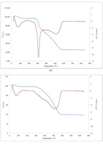 Fig. 3. TG-dTG curves for the combustion profiles of (a) H-200-6 and (b) H-300-6.
