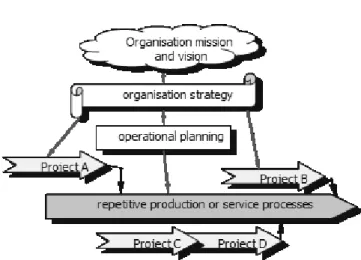Fig.    Orga isaio   –  a  o pa   ith  a i iies  dedi ated  to  repeii e pro esses a d tasks,  ith proje t a i it