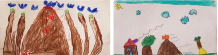 Figura 49.  Exemplos de ilustrações onde se podem observar elementos como ilhas, árvores,  casas, borboletas e relva 